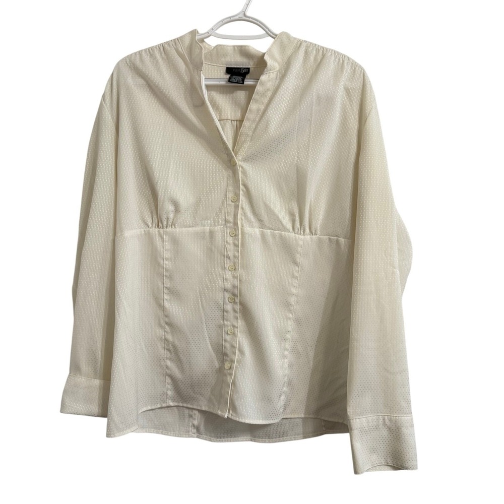 East 5th Blouse Women Size XL White Button Up Shirt Long Sleeve Vintage